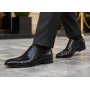 Pantofi eleganti barbati din piele naturala Havana Croco Lac Negru